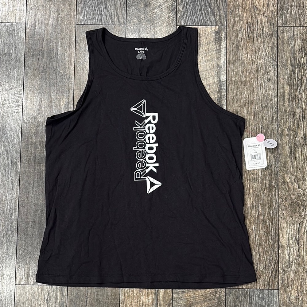 Reebok Black Sleeveless Top with White Logo